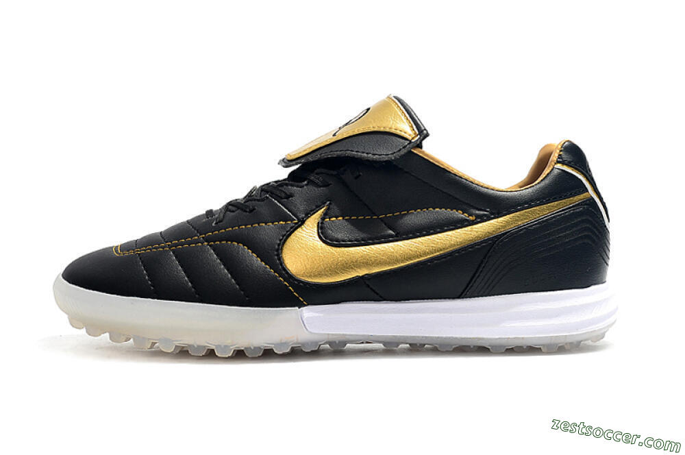 Nike Tiempo Legend 7 Elite R10 TF Low-Tops Soccer Shoes - Black/Gold/White 2