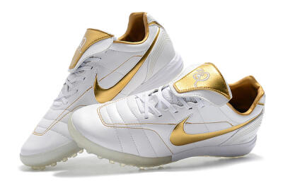 Nike Tiempo Legend 7 Elite R10 TF Low-Tops Soccer Shoes - White/Gold