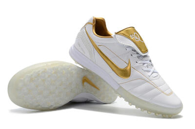 Nike Tiempo Legend 7 Elite R10 TF Low-Tops Soccer Shoes - White/Gold