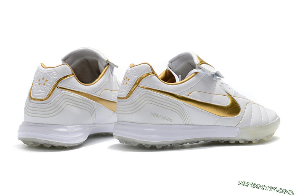 Nike Tiempo Legend 7 Elite R10 TF Low-Tops Soccer Shoes - White/Gold 9