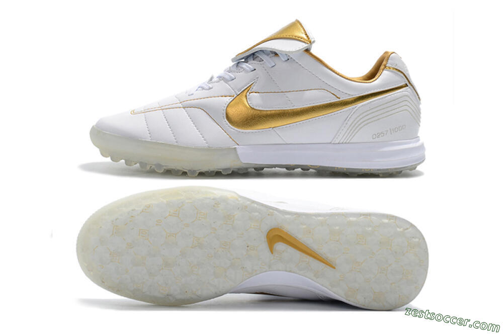 Nike Tiempo Legend 7 Elite R10 TF Low-Tops Soccer Shoes - White/Gold 1