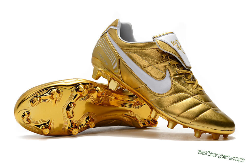 Nike Tiempo Legend 7 Elite R10 FG Low-Tops Soccer Cleats - Gold/White 4