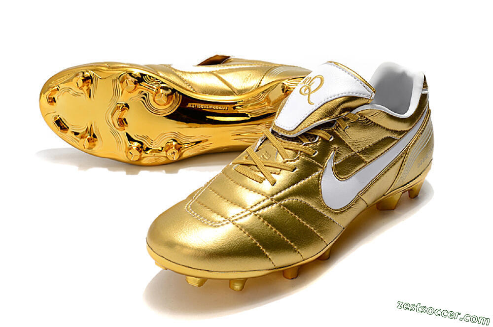 Nike Tiempo Legend 7 Elite R10 FG Low-Tops Soccer Cleats - Gold/White 3