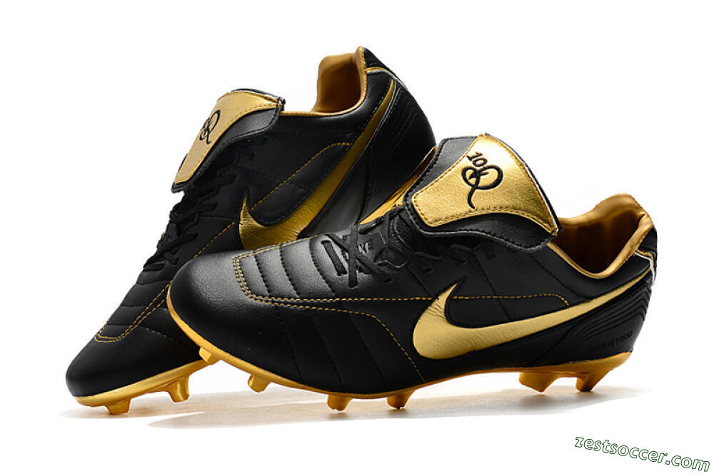 Nike Tiempo Legend 7 Elite R10 FG Low-Tops Soccer Cleats - Black/Gold 6