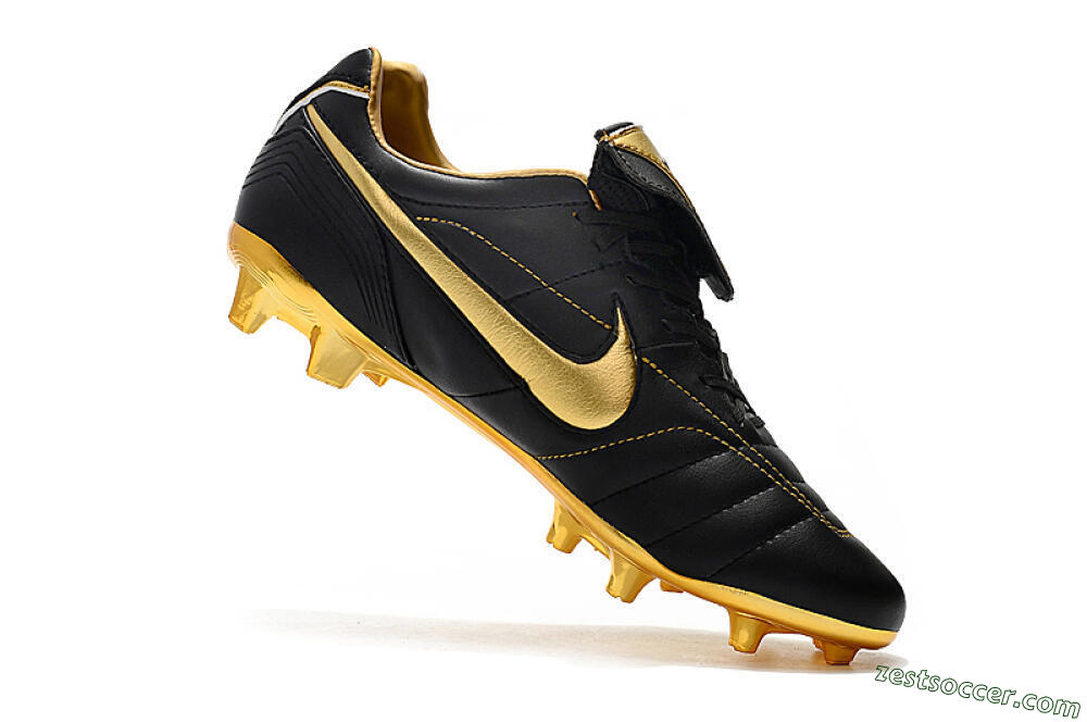 Nike Tiempo Legend 7 Elite R10 FG Low-Tops Soccer Cleats - Black/Gold 7
