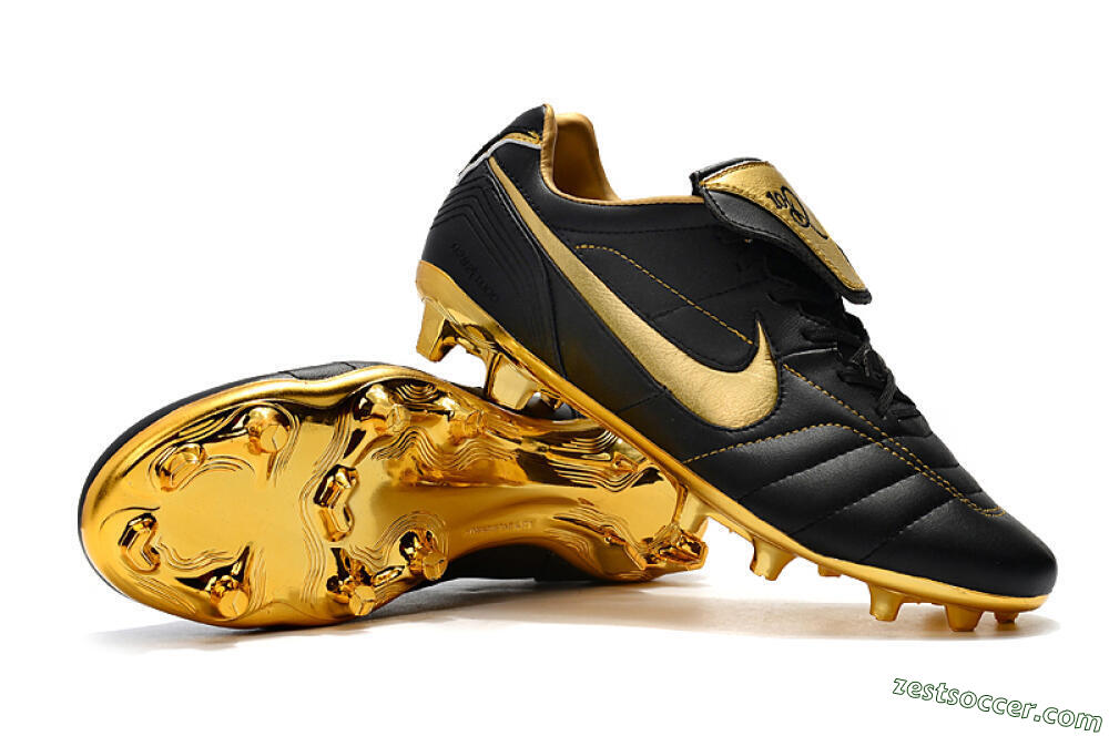 Nike Tiempo Legend 7 Elite R10 FG Low-Tops Soccer Cleats - Black/Gold 4