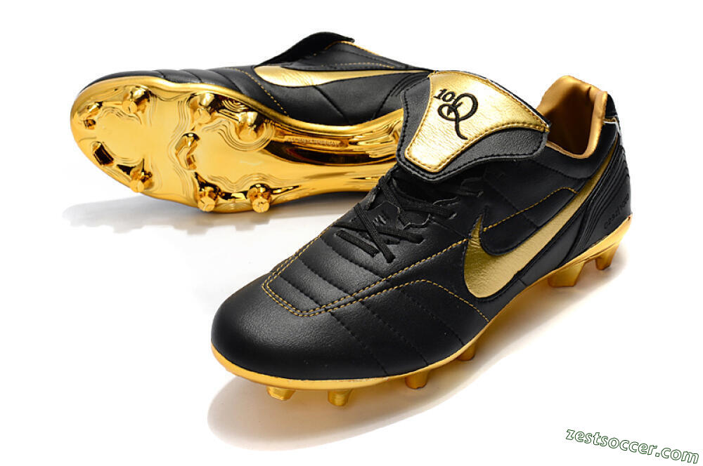 Nike Tiempo Legend 7 Elite R10 FG Low-Tops Soccer Cleats - Black/Gold 3