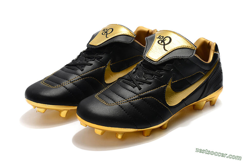 Nike Tiempo Legend 7 Elite R10 FG Low-Tops Soccer Cleats - Black/Gold 5