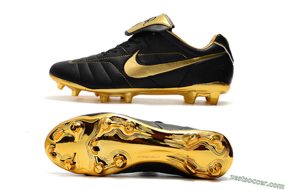 Nike Tiempo Legend 7 Elite R10 FG Low-Tops Soccer Cleats - Black/Gold 1
