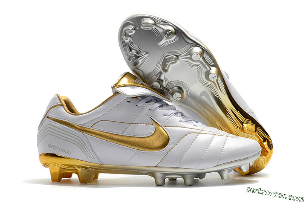 Nike Tiempo Legend 7 Elite R10 FG Low-Tops Soccer Cleats - White/Gold 0