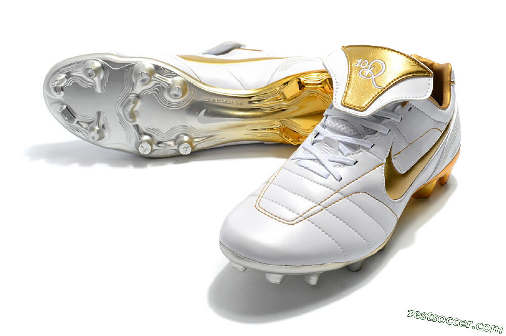 Nike Tiempo Legend 7 Elite R10 FG Low-Tops Soccer Cleats - White/Gold 3