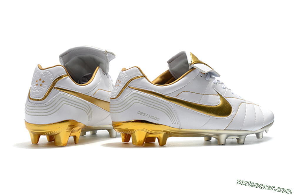 Nike Tiempo Legend 7 Elite R10 FG Low-Tops Soccer Cleats - White/Gold 9