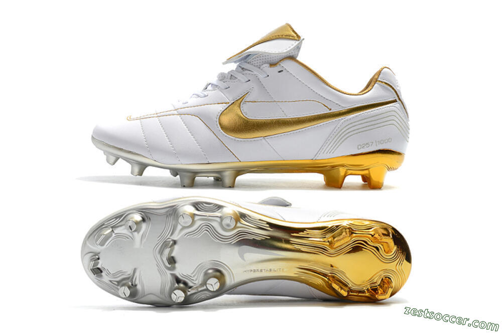 Nike Tiempo Legend 7 Elite R10 FG Low-Tops Soccer Cleats - White/Gold 1
