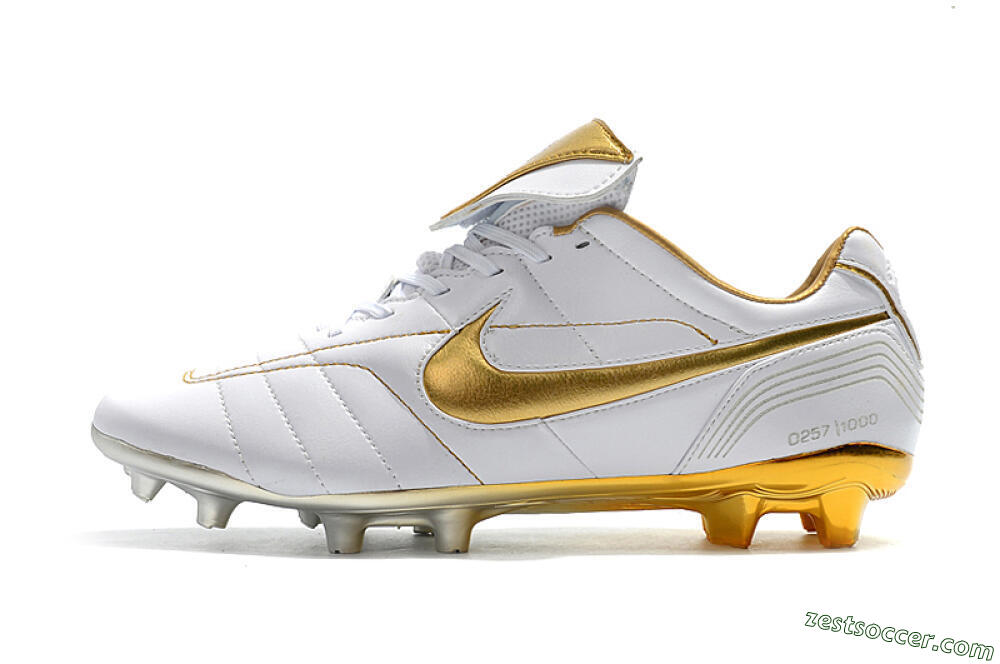 Nike Tiempo Legend 7 Elite R10 FG Low-Tops Soccer Cleats - White/Gold 2