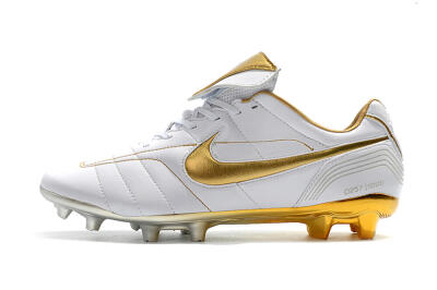 Nike Tiempo Legend 7 Elite R10 FG Low-Tops Soccer Cleats - White/Gold