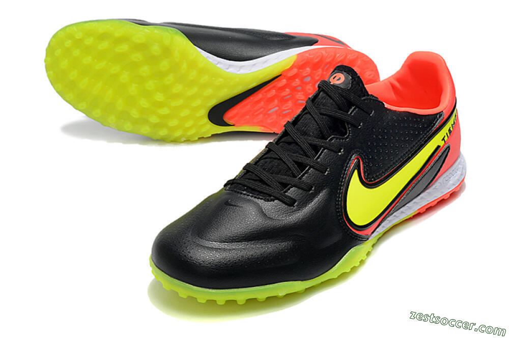 Nike React Tiempo Legend 9 Pro TF Low-Tops Soccer Shoes - Black/Yellow/Red 3