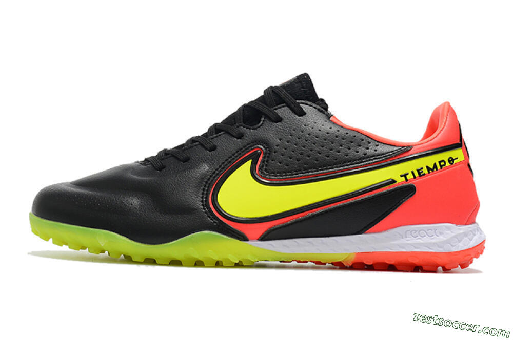 Nike React Tiempo Legend 9 Pro TF Low-Tops Soccer Shoes - Black/Yellow/Red 2