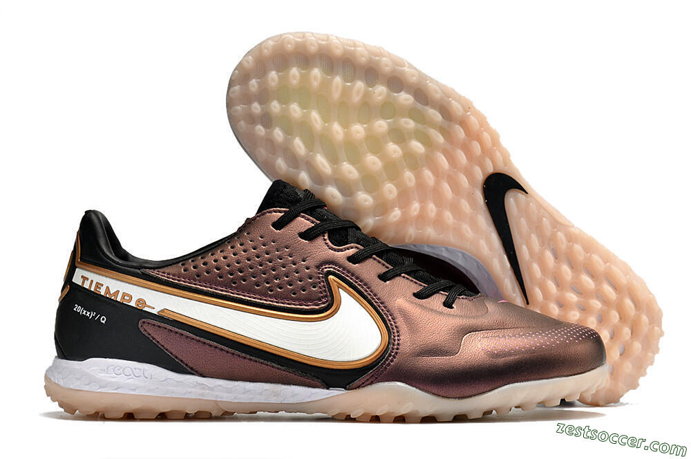 Nike React Tiempo Legend 9 Pro TF Low-Tops Soccer Shoes - Gold/White/Black 0