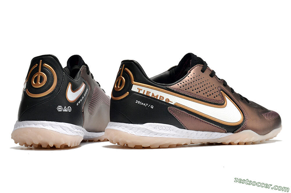 Nike React Tiempo Legend 9 Pro TF Low-Tops Soccer Shoes - Gold/White/Black 6