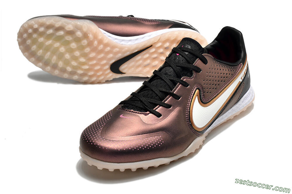 Nike React Tiempo Legend 9 Pro TF Low-Tops Soccer Shoes - Gold/White/Black 3
