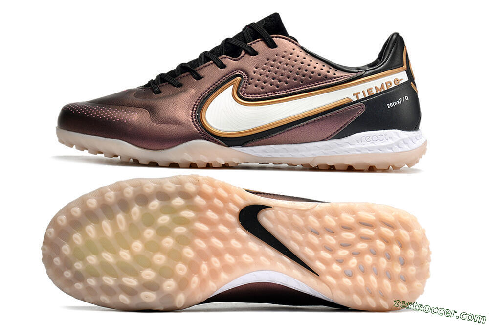 Nike React Tiempo Legend 9 Pro TF Low-Tops Soccer Shoes - Gold/White/Black 1