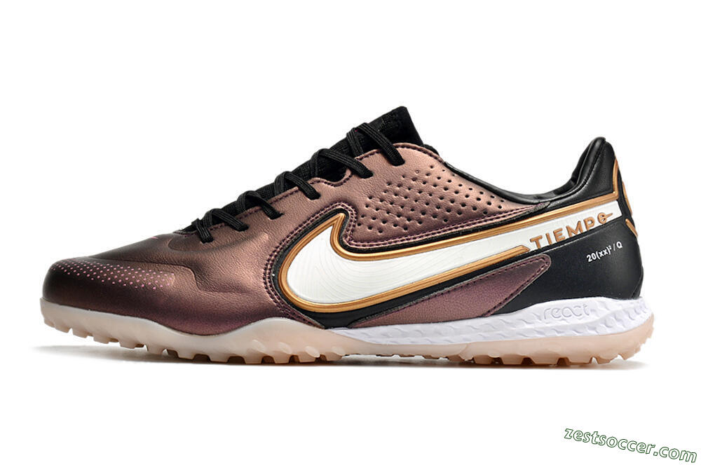 Nike React Tiempo Legend 9 Pro TF Low-Tops Soccer Shoes - Gold/White/Black 2