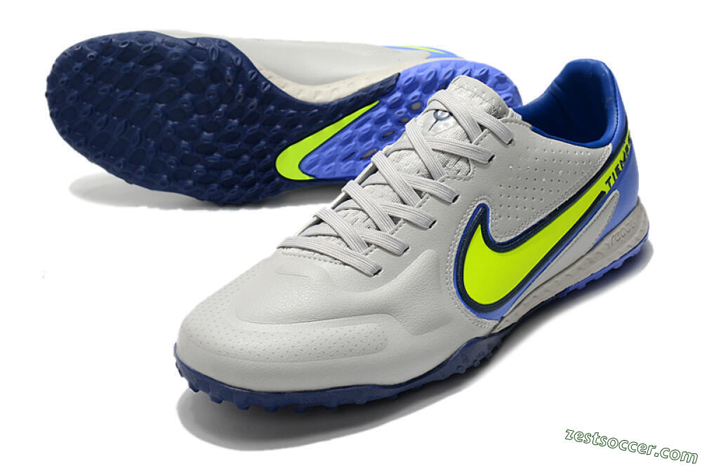 Nike React Tiempo Legend 9 Pro TF Low-Tops Soccer Shoes - Grey/Yellow/Blue 3