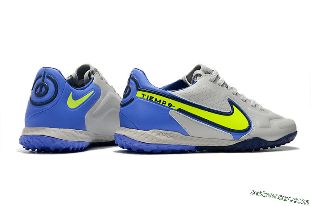 Nike React Tiempo Legend 9 Pro TF Low-Tops Soccer Shoes - Grey/Yellow/Blue 6