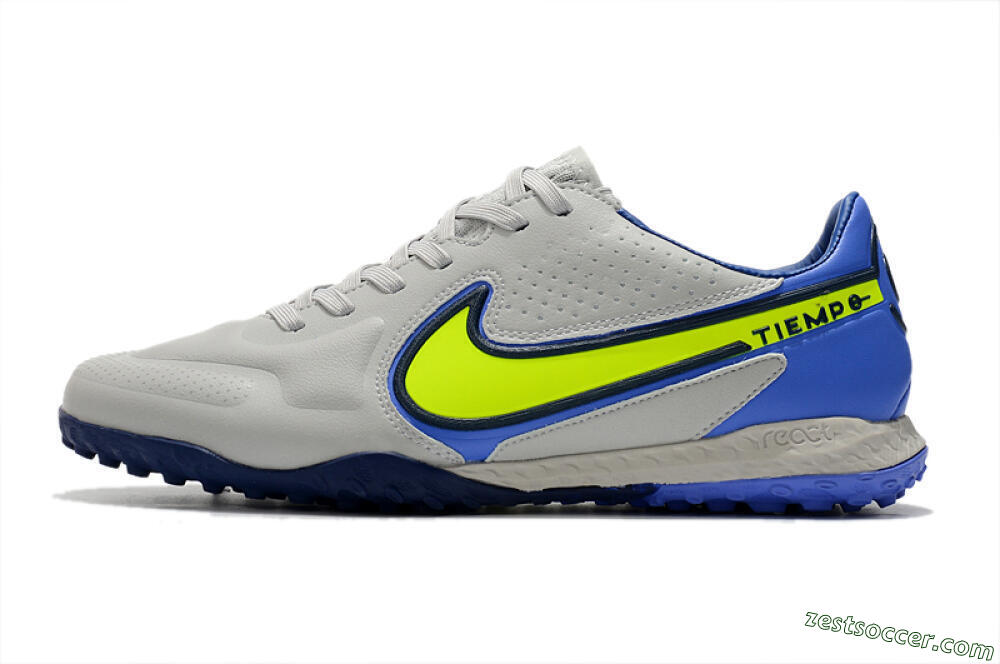 Nike React Tiempo Legend 9 Pro TF Low-Tops Soccer Shoes - Grey/Yellow/Blue 2