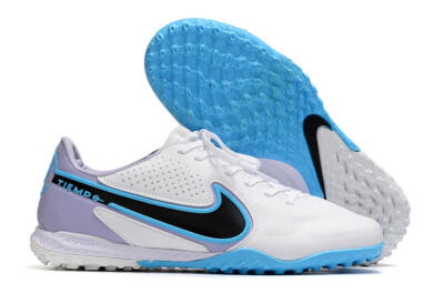 Nike React Tiempo Legend 9 Pro TF Low-Tops Soccer Shoes - White/Blue/Purple