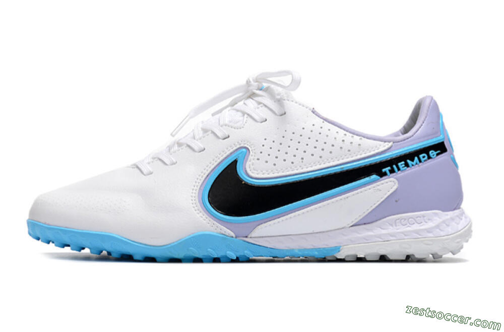 Nike React Tiempo Legend 9 Pro TF Low-Tops Soccer Shoes - White/Blue/Purple 2