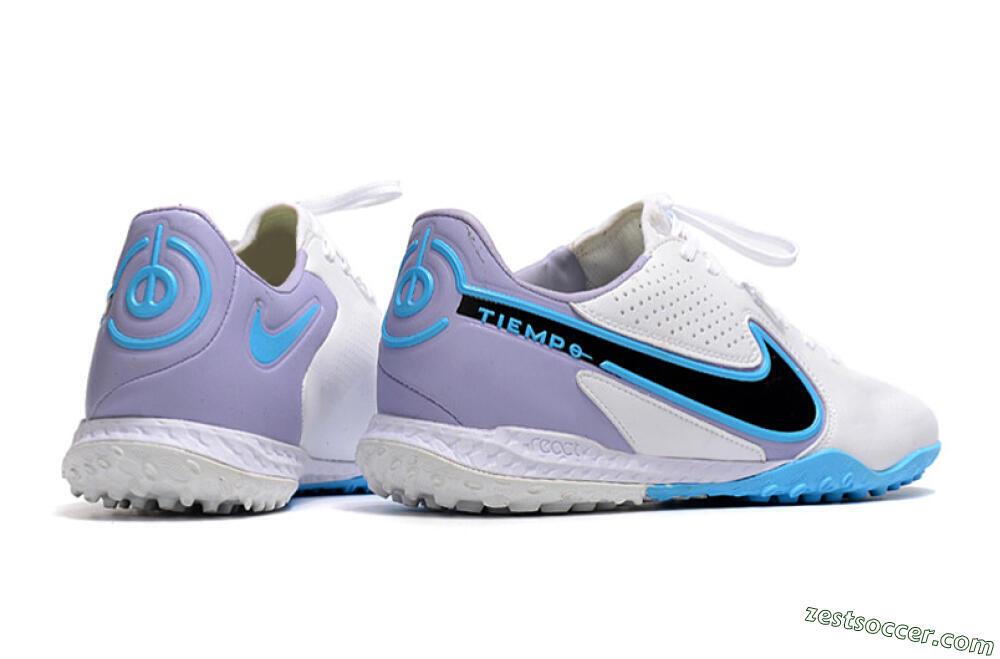 Nike React Tiempo Legend 9 Pro TF Low-Tops Soccer Shoes - White/Blue/Purple 6