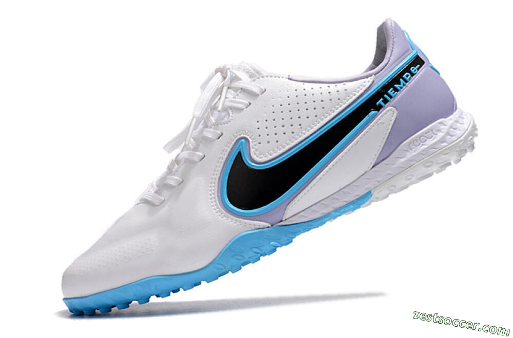 Nike React Tiempo Legend 9 Pro TF Low-Tops Soccer Shoes - White/Blue/Purple 5