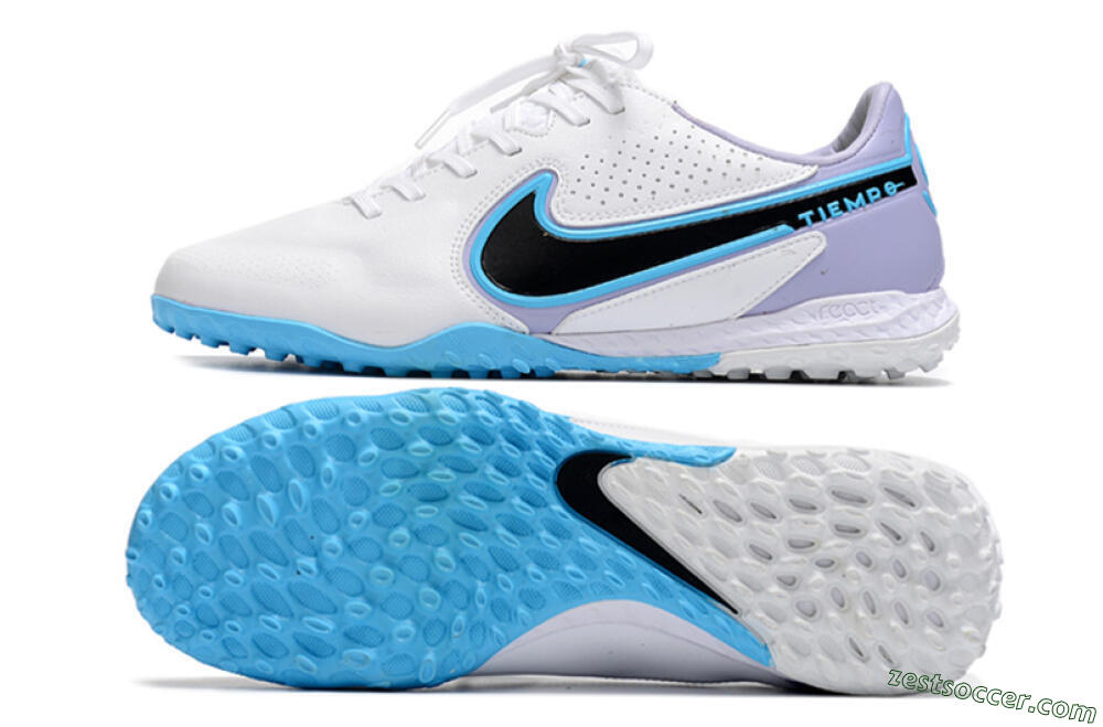 Nike React Tiempo Legend 9 Pro TF Low-Tops Soccer Shoes - White/Blue/Purple 1