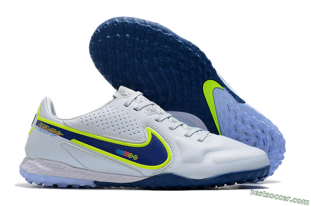 Nike React Tiempo Legend 9 Pro TF Low-Tops Soccer Shoes - Jade/Yellow/Blue 0