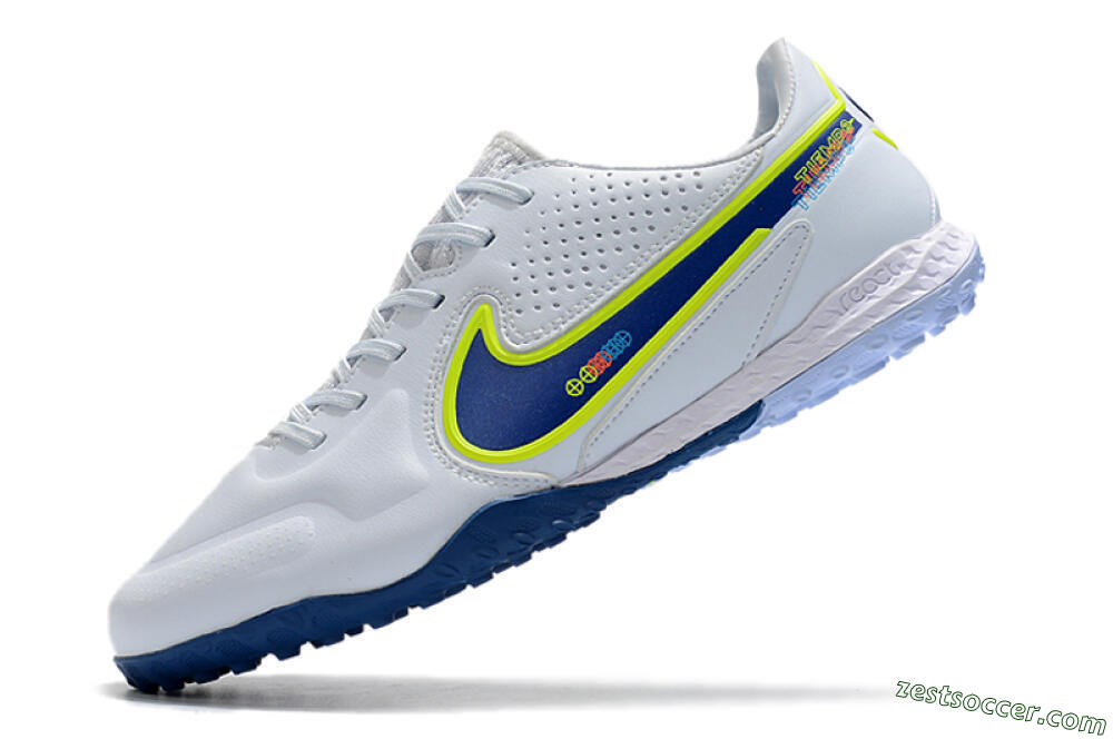 Nike React Tiempo Legend 9 Pro TF Low-Tops Soccer Shoes - Jade/Yellow/Blue 5