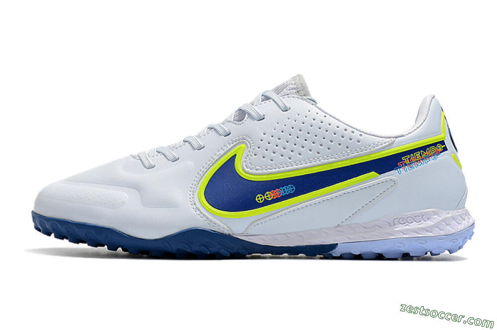 Nike React Tiempo Legend 9 Pro TF Low-Tops Soccer Shoes - Jade/Yellow/Blue 2
