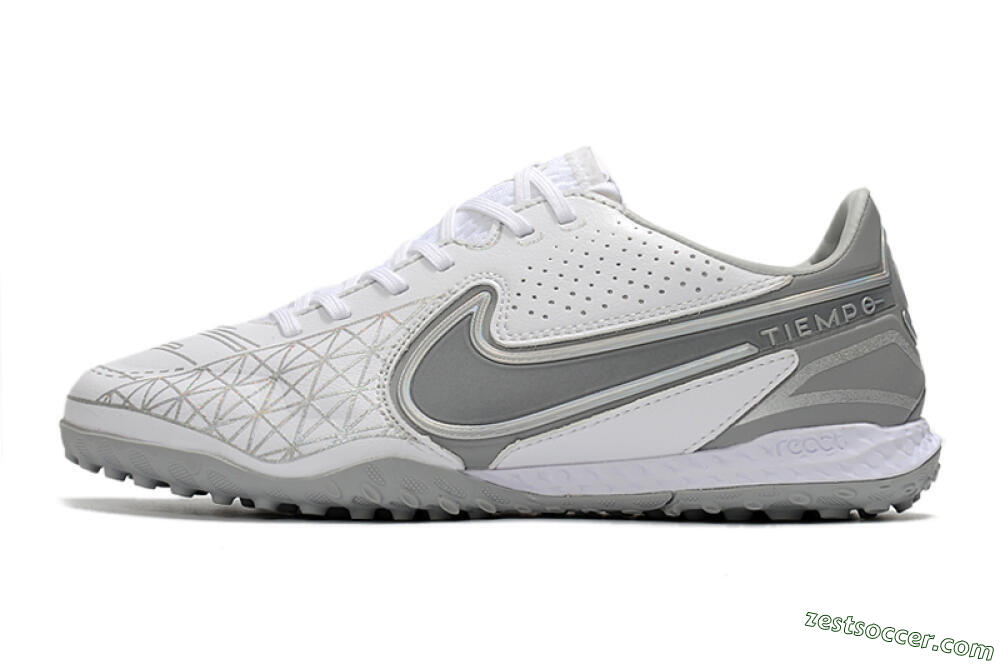 Nike React Tiempo Legend 9 Pro TF Low-Tops Soccer Shoes - Grey/White 2