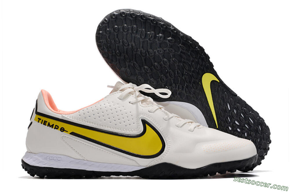 Nike React Tiempo Legend 9 Pro TF Low-Tops Soccer Shoes - White/Yellow/Black 0