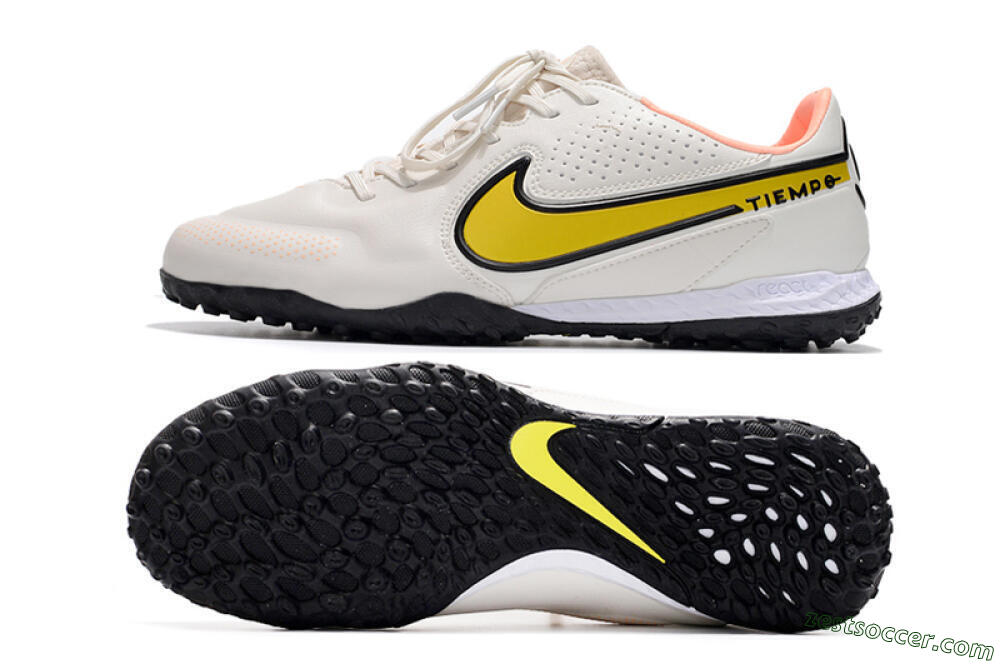 Nike React Tiempo Legend 9 Pro TF Low-Tops Soccer Shoes - White/Yellow/Black 1