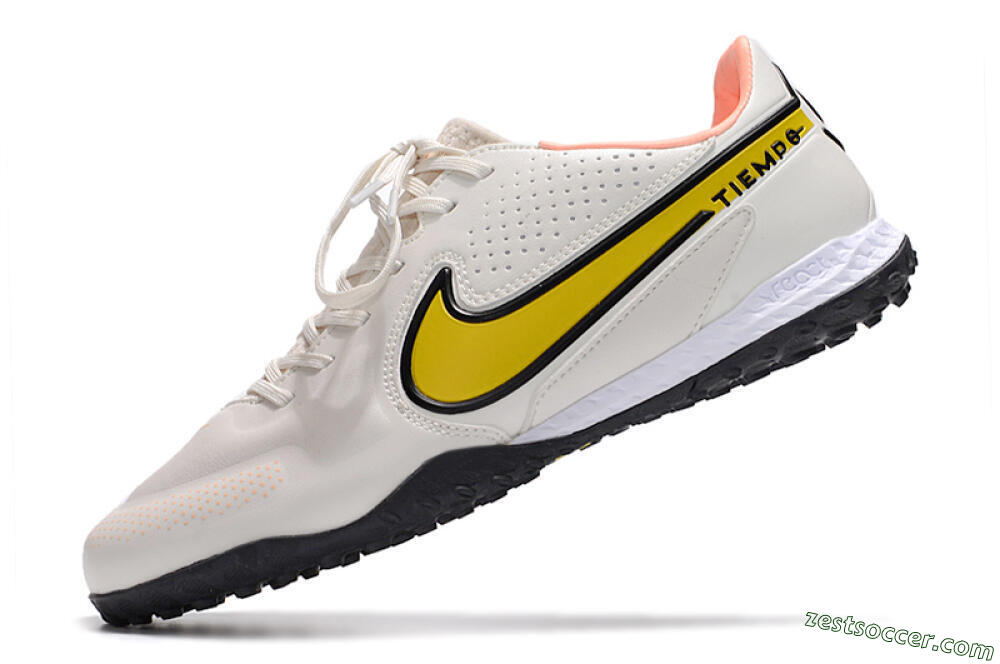 Nike React Tiempo Legend 9 Pro TF Low-Tops Soccer Shoes - White/Yellow/Black 5