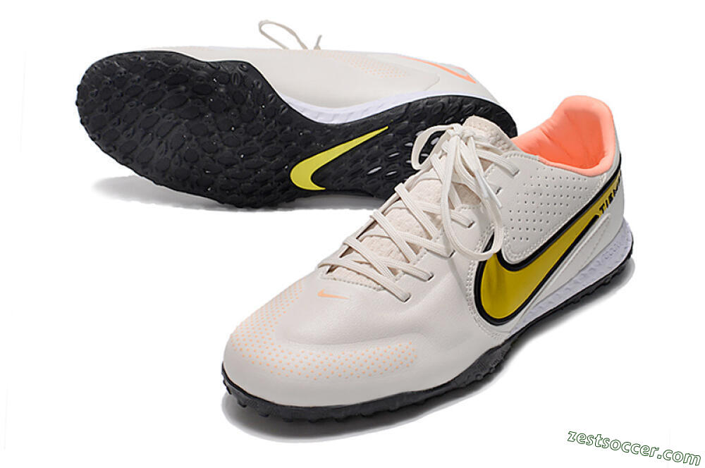 Nike React Tiempo Legend 9 Pro TF Low-Tops Soccer Shoes - White/Yellow/Black 3