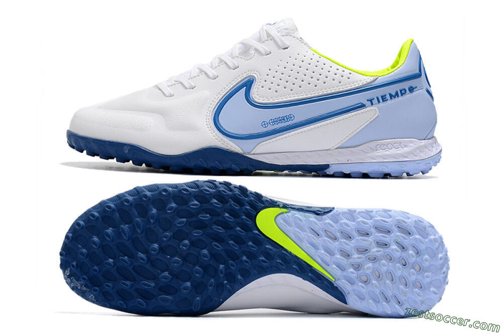 Nike React Tiempo Legend 9 Pro TF Low-Tops Soccer Shoes - White/Blue/Yellow 1