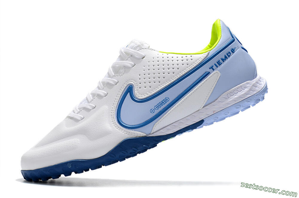 Nike React Tiempo Legend 9 Pro TF Low-Tops Soccer Shoes - White/Blue/Yellow 5