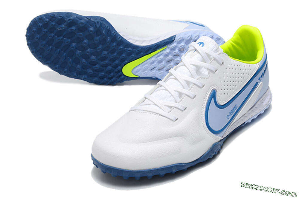 Nike React Tiempo Legend 9 Pro TF Low-Tops Soccer Shoes - White/Blue/Yellow 3