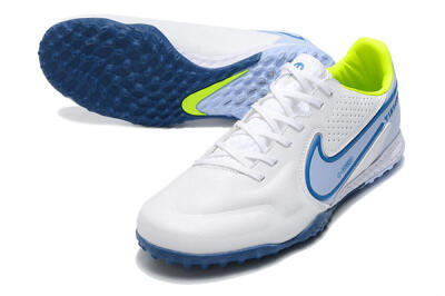 Nike React Tiempo Legend 9 Pro TF Low-Tops Soccer Shoes - White/Blue/Yellow