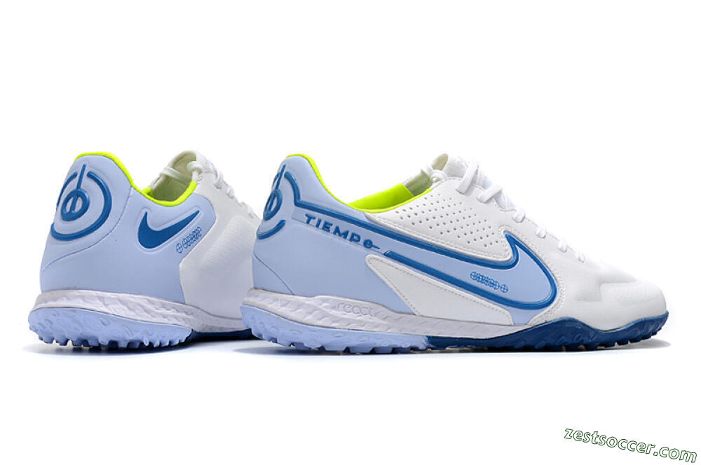 Nike React Tiempo Legend 9 Pro TF Low-Tops Soccer Shoes - White/Blue/Yellow 6