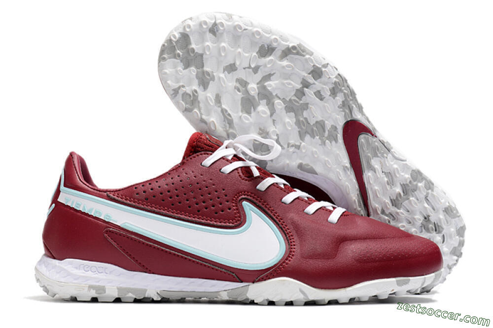 Nike React Tiempo Legend 9 Pro TF Low-Tops Soccer Shoes - Red/White/Jade 0