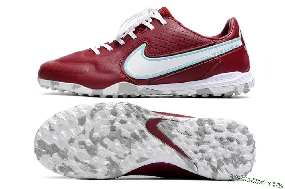 Nike React Tiempo Legend 9 Pro TF Low-Tops Soccer Shoes - Red/White/Jade 1