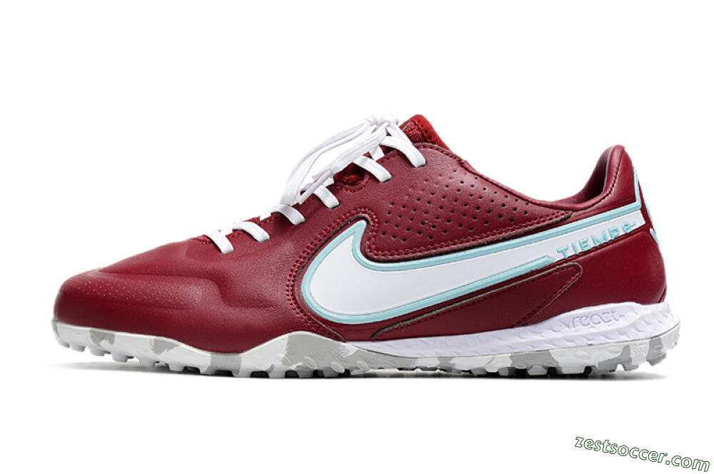Nike React Tiempo Legend 9 Pro TF Low-Tops Soccer Shoes - Red/White/Jade 2